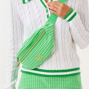 Lilly Pulitzer Gleanna Belt Bag-Fauna Green Performance Gingham-NWT In Package